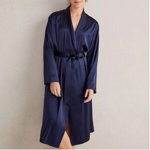 Haven Well Within Washable Silk Robe True Navy Belted Christmas XXL